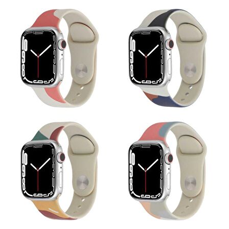 Apple Watch 38mm Uyumlu Silikon Kordon KRD-62 Rahat Renkli Soft Spor Akıllı Saat Kordonu