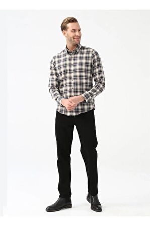 Süvari Slim Fit Desenli Kahverengi Erkek Kışlık Gömlek