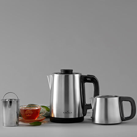 Karaca Tea Break 2 In 1 Çelik Su Isıtıcı Çay Makinesi Inox Siyah