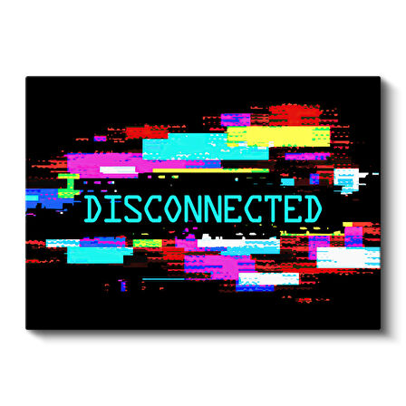 Glitch Art Disconnected Neon Efektli Kanvas Tablo