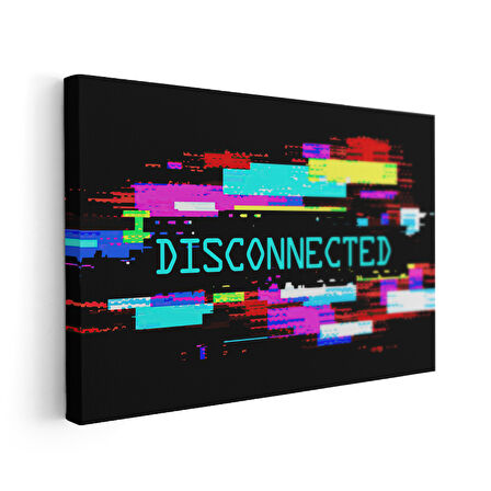 Glitch Art Disconnected Neon Efektli Kanvas Tablo