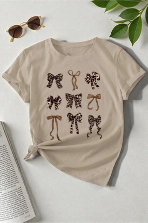 Unisex Leopar Desenli Kurdeleler Baskılı Tasarım Tshirt