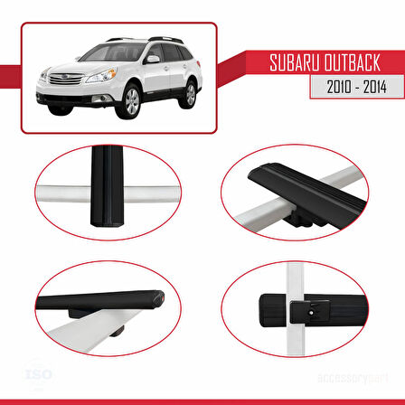 Subaru Outback 2010-2014 Arası ile Uyumlu BASIC Model Ara Atkı Tavan Barı Siyah 2 Adet
