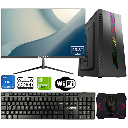 Xaser Xsr703 i5 11400F 16GB Ram 512GB M.2 NVMe SSD 2GB GT610 Ekran Kartı 23.8" Monitör Masaüstü Ofis Bilgisayarı