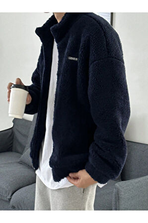 Oversize Peluş Tam Fermuarlı Sweatshirt Peluş İçi Polarlı Sherpa Kumaş Sweatshirt