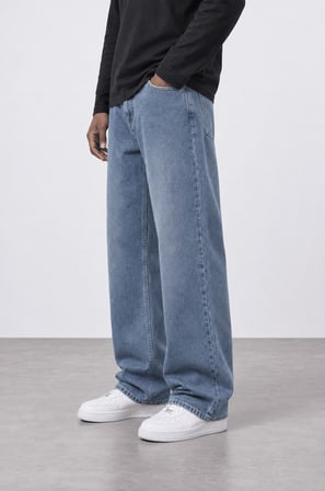 Erkek Baggy Jean Koyu Mavi