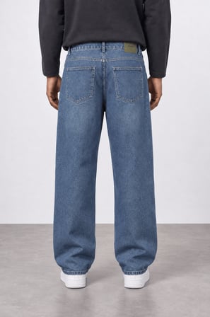 Erkek Baggy Jean Koyu Mavi