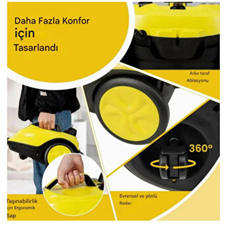Ozmik HW618-B Çok Amaçlı Süpürge El Tipi Buharlı Temizleyici Zemin Halı Kanepe, Döşeme, Araba, 1,5 L