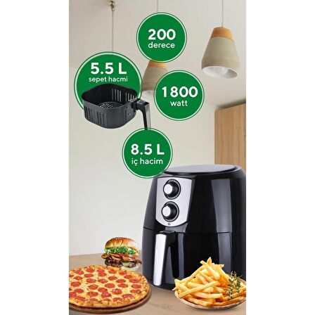 Kumtel Fastfryer XXL HAF-03 8.5 lt Yağsız Airfryer Siyah