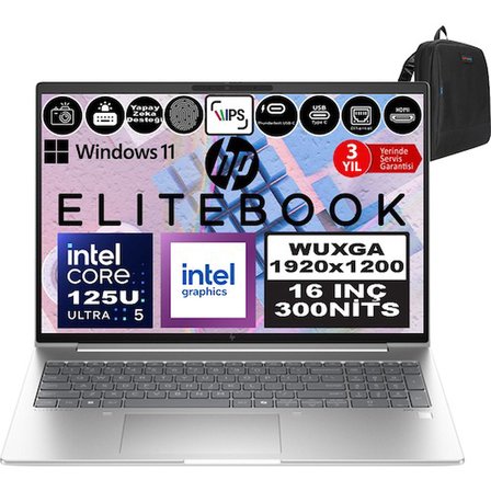 Hp Elitebook 660 G11 Intel Core Ultra 5 125U Ddr5 32GB 512GB SSD Intel® Aı Boost 16" Wuxga IPS Windows 11 Pro Taşınabilir Bilgisayar 9Y7L8ETP09 + Zetta Çanta