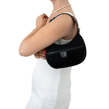 Silver Polo  Kadın Omuz Çantası 1194-46975 SILVER POLO BAYAN ÇANTASI M158 SİYAH-NOVA SİYAH