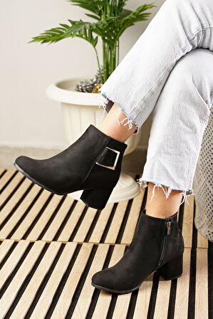 Günlük Kadın Bot Tokalı Fermuarlı Kalın Yüksek Topuklu Hafif Rahat 4698 02