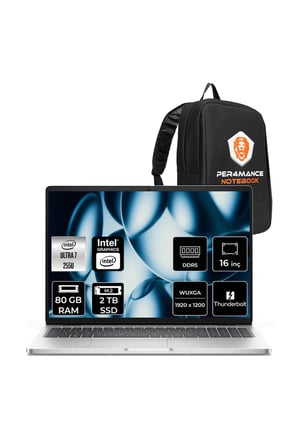 Pro 16 Core Ultra 7 255U 80GB RAM 2TB SSD 16" FHD+ FreeDOS BTO107PC16250P339 Notebook + Per4 Çanta