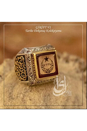 İslam Usta Tasarımı Türk Yazılı Hilal Ay Girift Model 1 Gümüş Erkek Yüzük