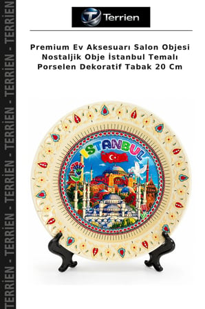Premium Ev Aksesuarı Salon Objesi Nostaljik Obje İstanbul Temalı Porselen Dekoratif Tabak 20 Cm