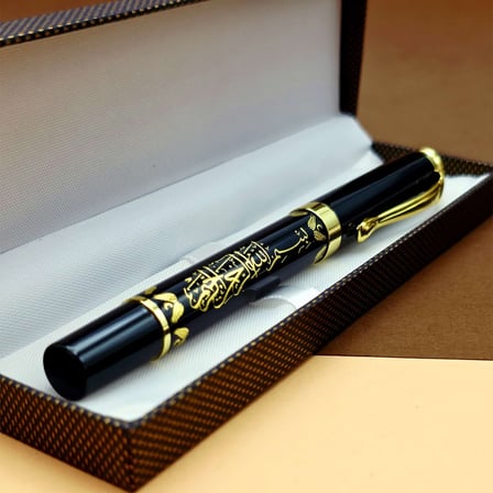 Özel Seri Besmele Kabartmalı Kutulu Kalem Gold Aksesuar Baba Hediyesi Yazı Aracı