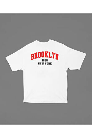 Oversize Brooklyn 1898 New York Yazılı Unisex Tişört