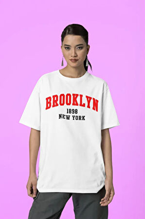 Oversize Brooklyn 1898 New York Yazılı Unisex Tişört