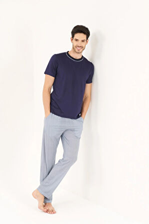 VİSKON KUMAŞ ERKEK 3'LÜ PJAMA TAKIMI