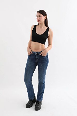 Kadın Likralı Jean Pantolon Mavi