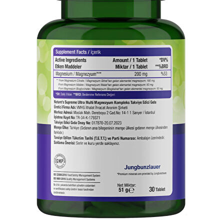 Nature's Supreme Multi Magnesium Complex 30 Tablet - AROMASIZ