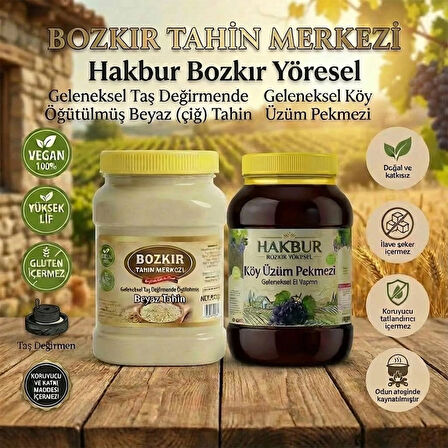 Bozkır Tahin Merkezi Muhteşem İkili Beyaz Tahin 935 gr- Köy Üzüm Pekmezi 950 gr (doğal&katkısız)