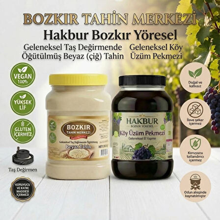 Bozkır Tahin Merkezi Muhteşem İkili Beyaz Tahin 935 gr- Köy Üzüm Pekmezi 950 gr (doğal&katkısız)