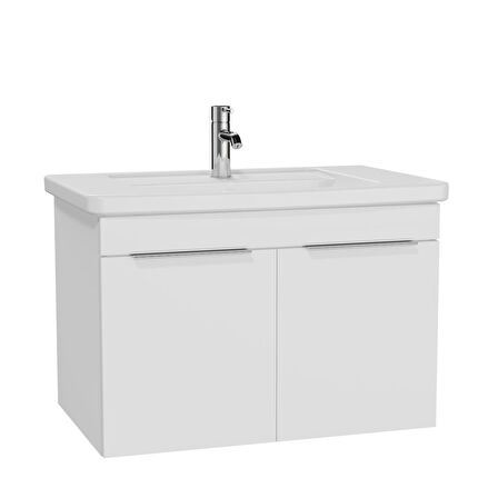 VitrA Quadrum 62542 Lavabo Dolabı, Kapaklı, 80 cm, Parlak Beyaz