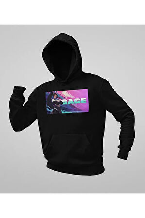 Sage Baskılı Unisex Oversize Vaalorant Hoodie