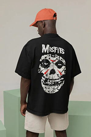 Rock Metal Müzik Grubu Misfits Baskılı Unisex Oversize Tişört