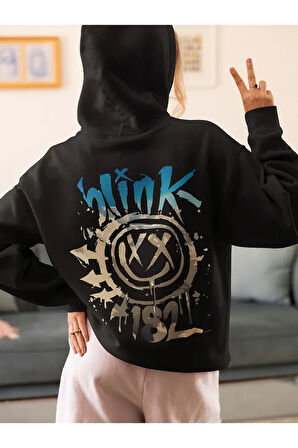 Blink-182 Müzik Grubu Baskılı Unisex Oversize Tasarım Rock Metal Hoodie