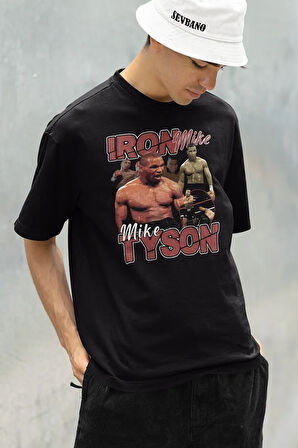 Iron Mike Tyson Baskılı Unisex Oversize Efsane Boksör Tişört