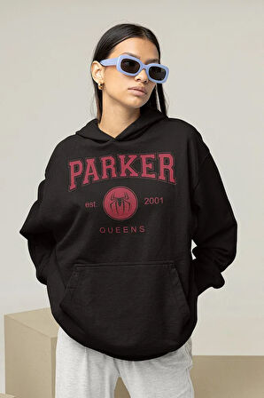 Parker Queens 2001 Baskılı Unisex Oversize Örümcek Adam Hoodie
