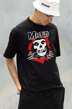 Misfits Baskılı Unisex Oversize Rock Metal Tişört