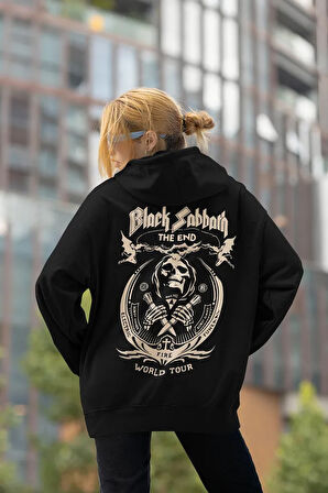 Black Sabbath Müzik Grubu Baskılı Unisex Oversize Rock Metal Hoodie