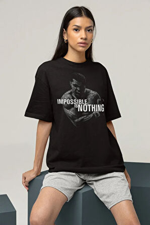 Impossible Is Nothing Yazılı Unisex Oversize Boksör Muhammed Ali Tişört