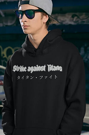 Strike Against Titans Yazılı Unisex Oversize Anime Hoodie
