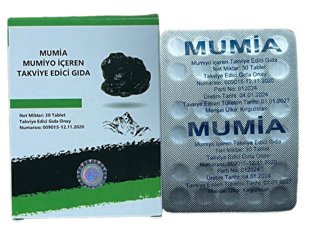 Mumiyo İçeren Takviye Edici Gıda %100 Saf Mumiyo 30'lu Tablet Kırgızistan'dan İthal Shilajit (2 Adet)