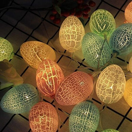 PratikAI 10 lu Renkli Yumurta Şeklinde LED Işık Zinciri - 1,5 m, Pilli, Dekoratif ve Taşınabilir