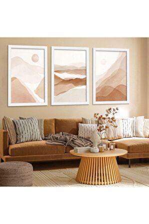 Zevahir 5 Parça Mdf Pembe Çiçek Tablo Ve Mdf Saat Kombin