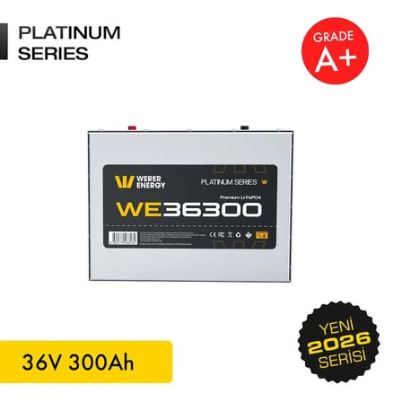 WERER ENERGY 36V 300Ah LiFePO4 Platinum Series Bluetooth'lu Lityum Demir Fosfat Akü/Batarya