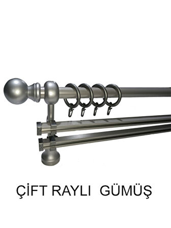 KLASİK AHŞAP RUSTİK PERDE ASKISI ÇİFT RAYLI 28 MM