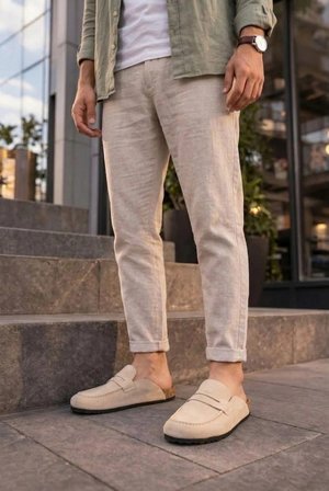 Valron Hakiki Süet Deri Erkek, Kadın Günlük Loafer – Konforlu Bağcıksız Klasik Ayakkabı - Krem