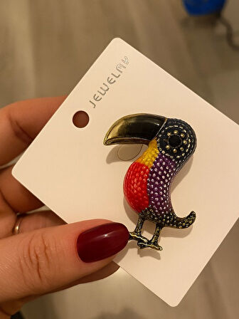 Rengârenk Tukan Kuşu Broş