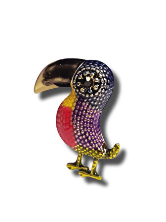 Rengârenk Tukan Kuşu Broş