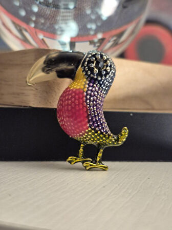 Rengârenk Tukan Kuşu Broş