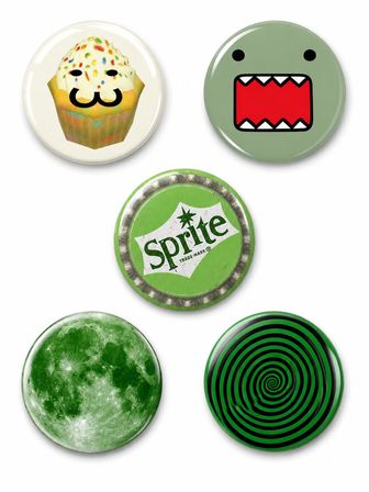 Trend-18-15'li Yeşil Anime Kawaii Rozet Seti Karakter Desenli Pop Art Pin