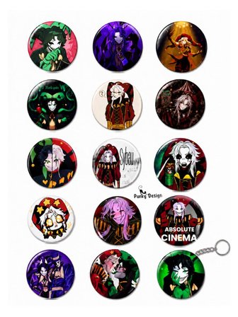 Freak Circus 15'li Rozet Seti 1 Adet Açacaklı Anahtarlık Dark Kawaii Broş Pin