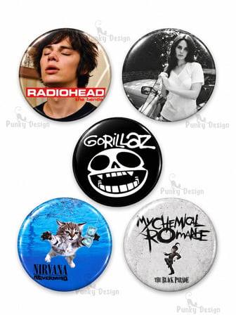 15’li Rock Müzik Rozet Seti Duman Arctic Monkeys Linkin Park Radiohead Çanta Rozeti Yaka İğnesi