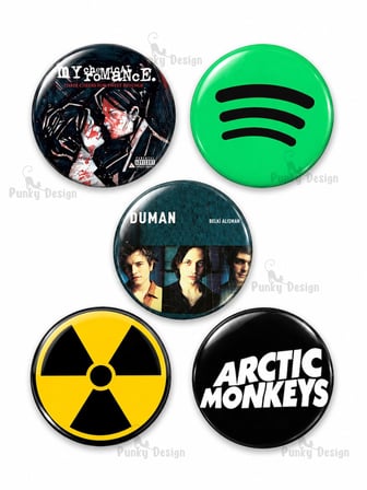 15’li Rock Müzik Rozet Seti Duman Arctic Monkeys Linkin Park Radiohead Çanta Rozeti Yaka İğnesi